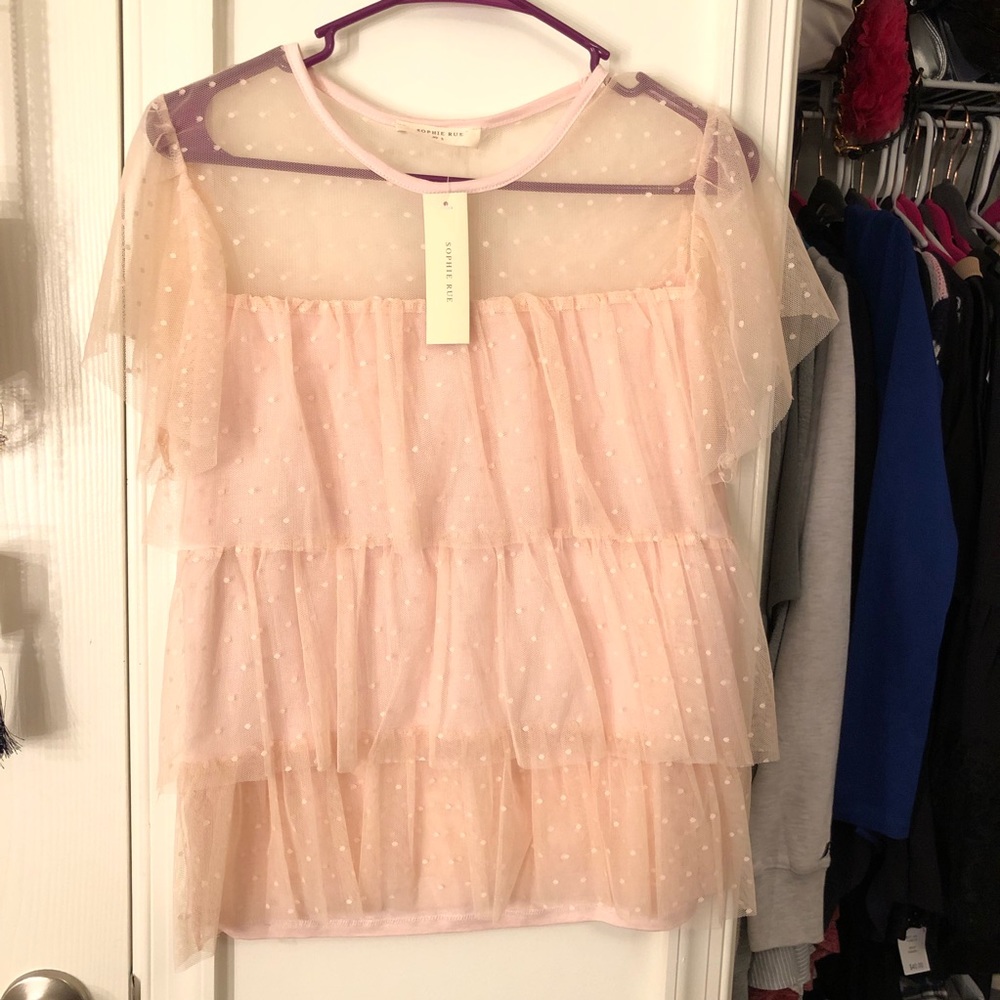Sophie Rue Pink Ruffle layered blouse